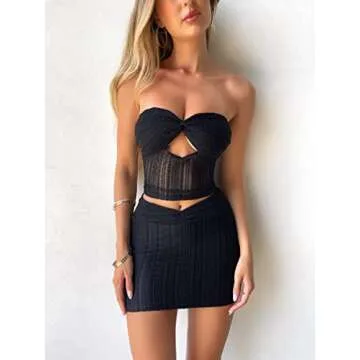 Doloame Women Summer Sexy Bodycon Skirt Set