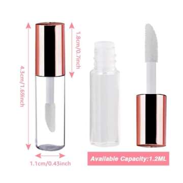 AMORIX 50PCS Mini Lip Gloss Tubes - Refillable Rose Gold Containers for All Your Cosmetics