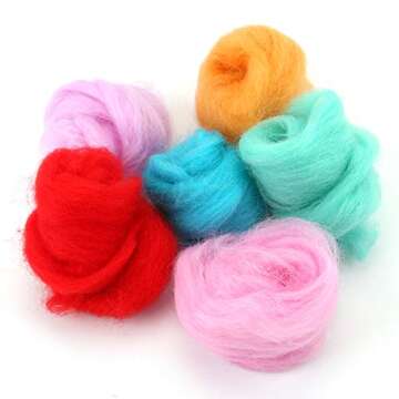 Tosnail 250 Grams/8.8 oz Wool Roving Felting Wool Wool Yarn Wool Felt for Needle Felting Craft, 50 Colors