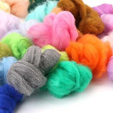 Tosnail 250 Grams/8.8 oz Wool Roving Felting Wool Wool Yarn Wool Felt for Needle Felting Craft, 50 Colors