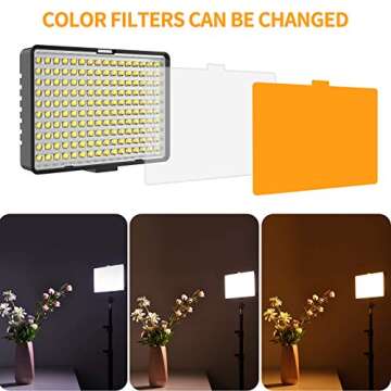 SAMTIAN LED Video Light Kit with 79''Adjustable Light Stand, 2-Pack Dimmable Photography Lighting with Carrying Bag, Batteries, New Led Light Panel for Product Portrait Video Shooting YouTube Facebook