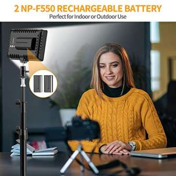 SAMTIAN LED Video Light Kit with 79''Adjustable Light Stand, 2-Pack Dimmable Photography Lighting with Carrying Bag, Batteries, New Led Light Panel for Product Portrait Video Shooting YouTube Facebook