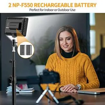 SAMTIAN LED Video Light Kit with 79''Adjustable Light Stand, 2-Pack Dimmable Photography Lighting with Carrying Bag, Batteries, New Led Light Panel for Product Portrait Video Shooting YouTube Facebook