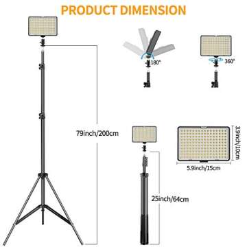 SAMTIAN LED Video Light Kit with 79''Adjustable Light Stand, 2-Pack Dimmable Photography Lighting with Carrying Bag, Batteries, New Led Light Panel for Product Portrait Video Shooting YouTube Facebook