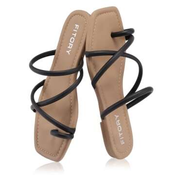 FITORY Women's Flat Toe Ring Thong Sandals for Summer