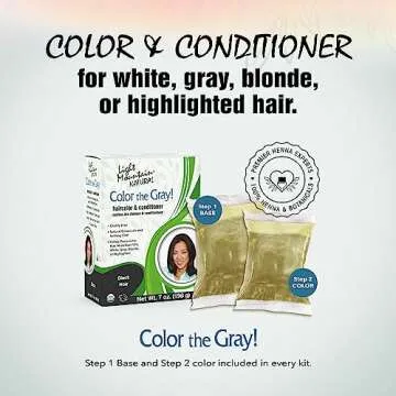 Light Mountain Henna Hair Color & Conditioner, Color the Gray - Black Hair Dye for Men/Women, 2-Step...