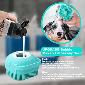 2 Pack Dog Bath Brush, Pet Shampoo Dispenser Brush, Silicone Dog Grooming Brush, Pet Massage Bath Br...
