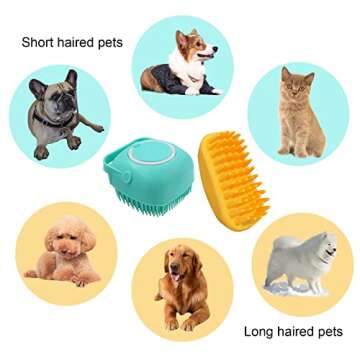 NIITAWH 2 Pack Dog Bath Brush and Shampoo Dispenser