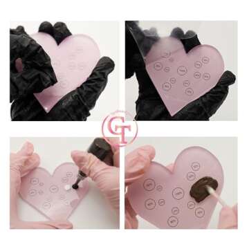 TgoBeauty Heart Cosmetic Makeup Palette Eyebrow Color Mix Ratio Tool Heart Nail Art Cosmetic Makeup Palette for Eye Brow Lip Permanent Makeup (Pink Heart Color Ratio Tool)