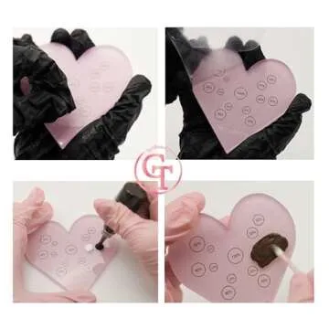 TgoBeauty Heart Cosmetic Makeup Palette Eyebrow Color Mix Ratio Tool Heart Nail Art Cosmetic Makeup Palette for Eye Brow Lip Permanent Makeup (Pink Heart Color Ratio Tool)