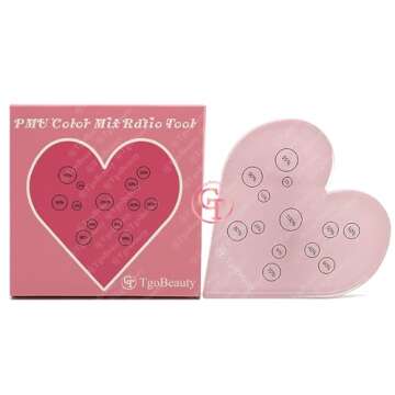 TgoBeauty Heart Cosmetic Makeup Palette Eyebrow Color Mix Ratio Tool Heart Nail Art Cosmetic Makeup Palette for Eye Brow Lip Permanent Makeup (Pink Heart Color Ratio Tool)