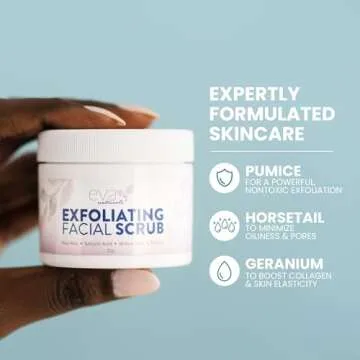 Eva Naturals Microdermabrasion Face Exfoliator and Facial Scrub - Exfoliating Facial Cleanser With Aloe, Willow Bark, Salicylic Acid - Face Wash (2 oz)