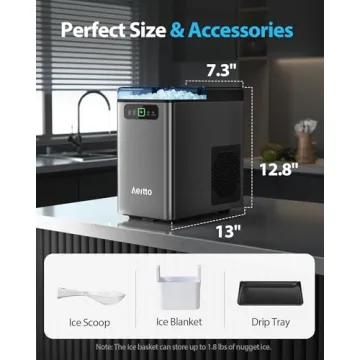 Aeitto Nugget Ice Maker - 40lbs Ice Daily, Chewable Nuggets