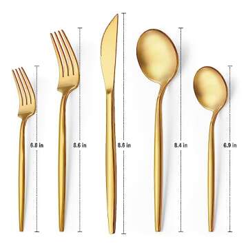 30-Piece Gold Silverware Set, Flatware Set for 6, Food-Grade Stainless Steel Cutlery Set, Includes S...