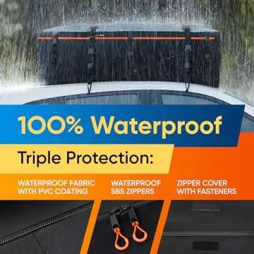 Heavy-Duty Waterproof Roof Bag – 23 Cubic Feet Rooftop Cargo Carrier, Soft Luggage Carrier with Protective Mat (Roofbag for SUVs and Cars) – Compatible with Racks or Without