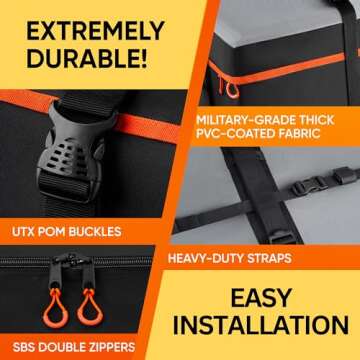 Heavy-Duty Waterproof Roof Bag – 23 Cubic Feet Rooftop Cargo Carrier, Soft Luggage Carrier with Protective Mat (Roofbag for SUVs and Cars) – Compatible with Racks or Without