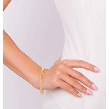 Miabella 18K Gold Over Sterling Silver Italian 5mm Mesh Link Chain Bracelet for Women, 925 Made in Italy (Length 7.5 Inches)