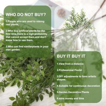 ACJRYO Faux Greenery Stems, 3Pcs 43" Artificial Branches for Vase, Artificial Plants Indoor Fake Lea...