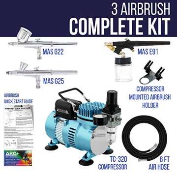 Master Airbrush Cool Runner II Dual Fan Air Compressor Airbrushing System Kit with 3 Professional Ai...