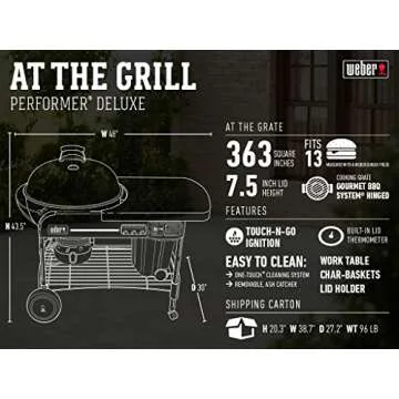 Weber Performer Deluxe Charcoal Grill with Touch-N-Go Ignition