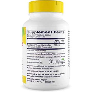 Healthy Origins Pycnogenol 100 mg - Premium Pine Bark Extract - French Maritime Pine Bark Extract for Heart Health, Skin Care & More - Gluten-Free & Non-GMO Supplement - 120 Veggie Caps