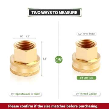 Litorange 2 Pack Lead-Free Brass Garden Hose Threaded 3/4" GHT to 1/2 NPT Fitting Connect, Green Thu...