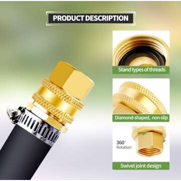 Litorange 2 Pack Lead-Free Brass Garden Hose Adapters