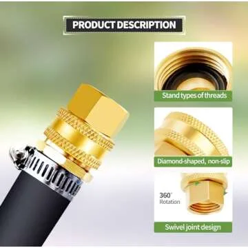 Litorange 2 Pack Lead-Free Brass Garden Hose Adapters