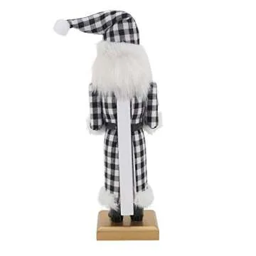 SARO LIFESTYLE Collection Buffalo Plaid Nutcracker, 10"", Black & White (XD590.BW)