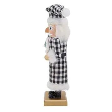 SARO LIFESTYLE Collection Buffalo Plaid Nutcracker, 10"", Black & White (XD590.BW)