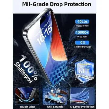 ruwa Screen Protector for iPhone 15 Pro Max [6.7 Inch] [3-Pack] Tempered Glass Film with Easy Installation Frame, Ultra HD, 9H Hardness, Scratch Resistant, Case Friendly