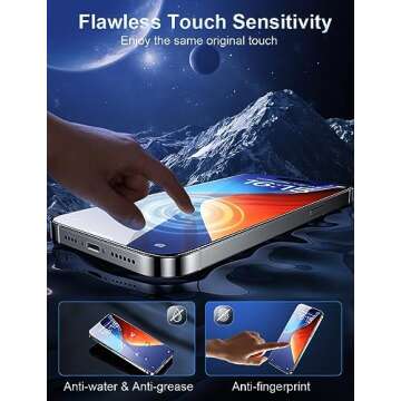 ruwa Screen Protector for iPhone 15 Pro Max [6.7 Inch] [3-Pack] Tempered Glass Film with Easy Installation Frame, Ultra HD, 9H Hardness, Scratch Resistant, Case Friendly