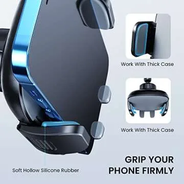 Qifutan Cell Phone Holder Long Arm Dashboard Windshield Car Phone Holder Anti-Shake Stabilizer Phone Car Holder Compatible with Phone Smartphone Grey
