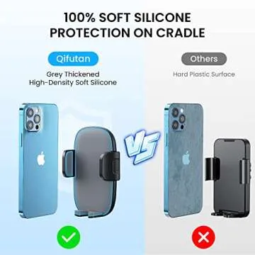 Qifutan Cell Phone Holder Long Arm Dashboard Windshield Car Phone Holder Anti-Shake Stabilizer Phone Car Holder Compatible with Phone Smartphone Grey