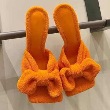 YIYA Stylish Women's Open Toe Heeled Mules with Bow