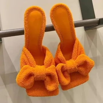 YIYA Stylish Women's Open Toe Heeled Mules with Bow