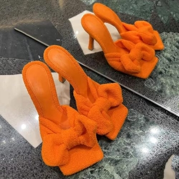 YIYA Stylish Women's Open Toe Heeled Mules with Bow