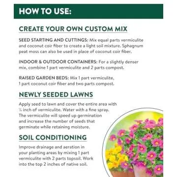 Burpee Organic Horticultural Add to Potting Soil | Ideal for Seed Starting, Water Retention and Plant Propagation | 100% Natural | 8 Quart, 1-Pack, Vermiculite (8qt)