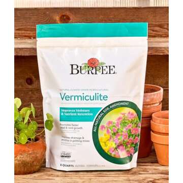 Burpee Organic Horticultural Add to Potting Soil | Ideal for Seed Starting, Water Retention and Plant Propagation | 100% Natural | 8 Quart, 1-Pack, Vermiculite (8qt)