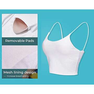 UOTJCNR Women's Longline Yoga Tank Top Padded Sports Bra Workout Fitness Running Camisole Crop Top White