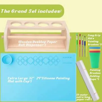 Arfetigo Kids Art Easel with Paper Roll Dispenser - Desktop Easel for Kids - Premium Set (Blue)