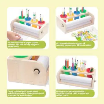 Arfetigo Kids Art Easel with Paper Roll Dispenser - Desktop Easel for Kids - Premium Set (Blue)