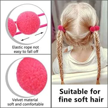 Qearl 40 PCS Pom Pom Hair Ties for Kids - 20 Colors