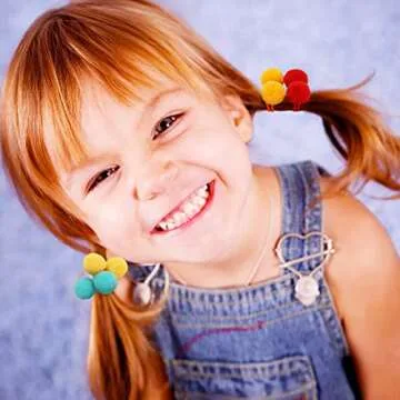 Qearl 40 PCS Pom Pom Hair Ties for Kids - 20 Colors