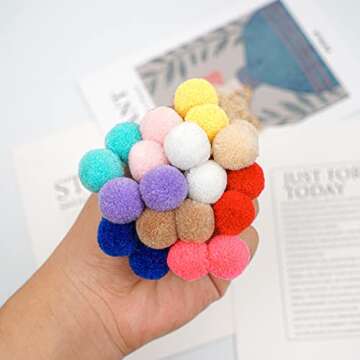 Qearl 40 PCS Pom Pom Hair Ties for Kids - 20 Colors