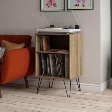 Elegant Novogratz Concord Turntable Stand for Vinyl Records