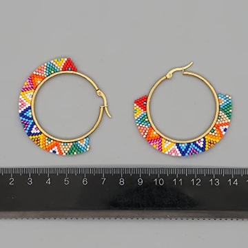 SHINUS BOHO Beaded Hoop Earrings for Women Handmade Statement Earring by Miyuki Beads Colorful Bohemian Jewellery (MI-E20062A)