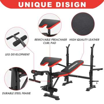 OPPSDECOR 650lb Adjustable Weight Bench for Home Gym