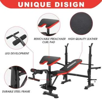 OPPSDECOR 650lb Adjustable Weight Bench for Home Gym
