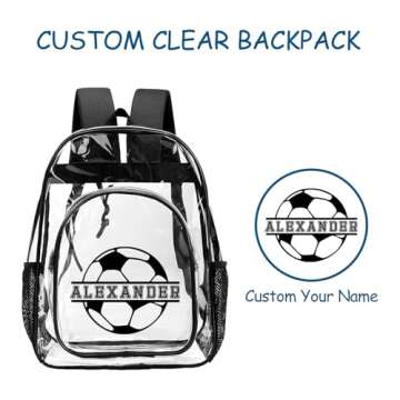 Personalized Clear Backpack for School - Custom Name & Design